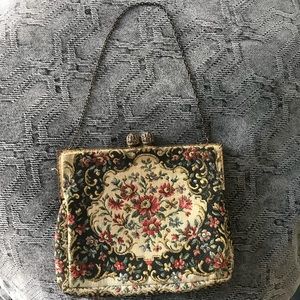Vintage silk and woven clutch